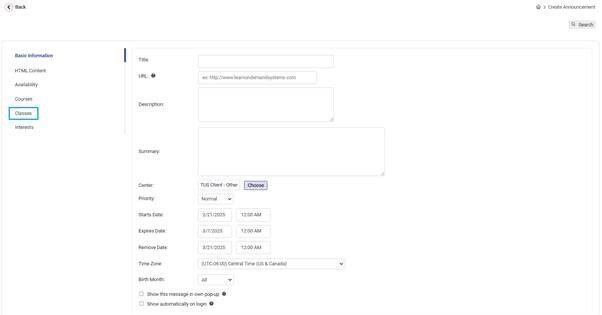 Class-Level Announcements screenshot
